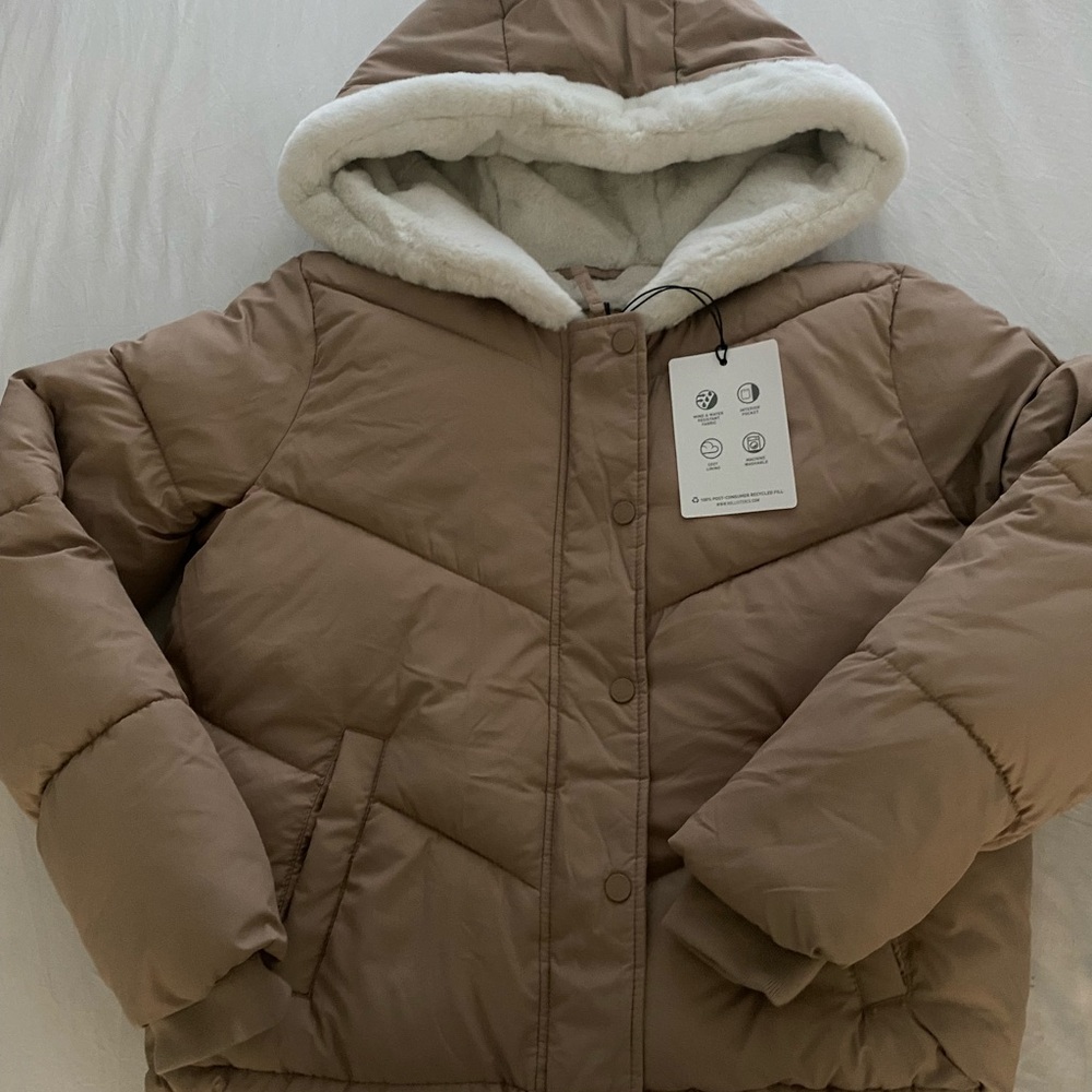 Hollister Beige Hooded Puffer Coat